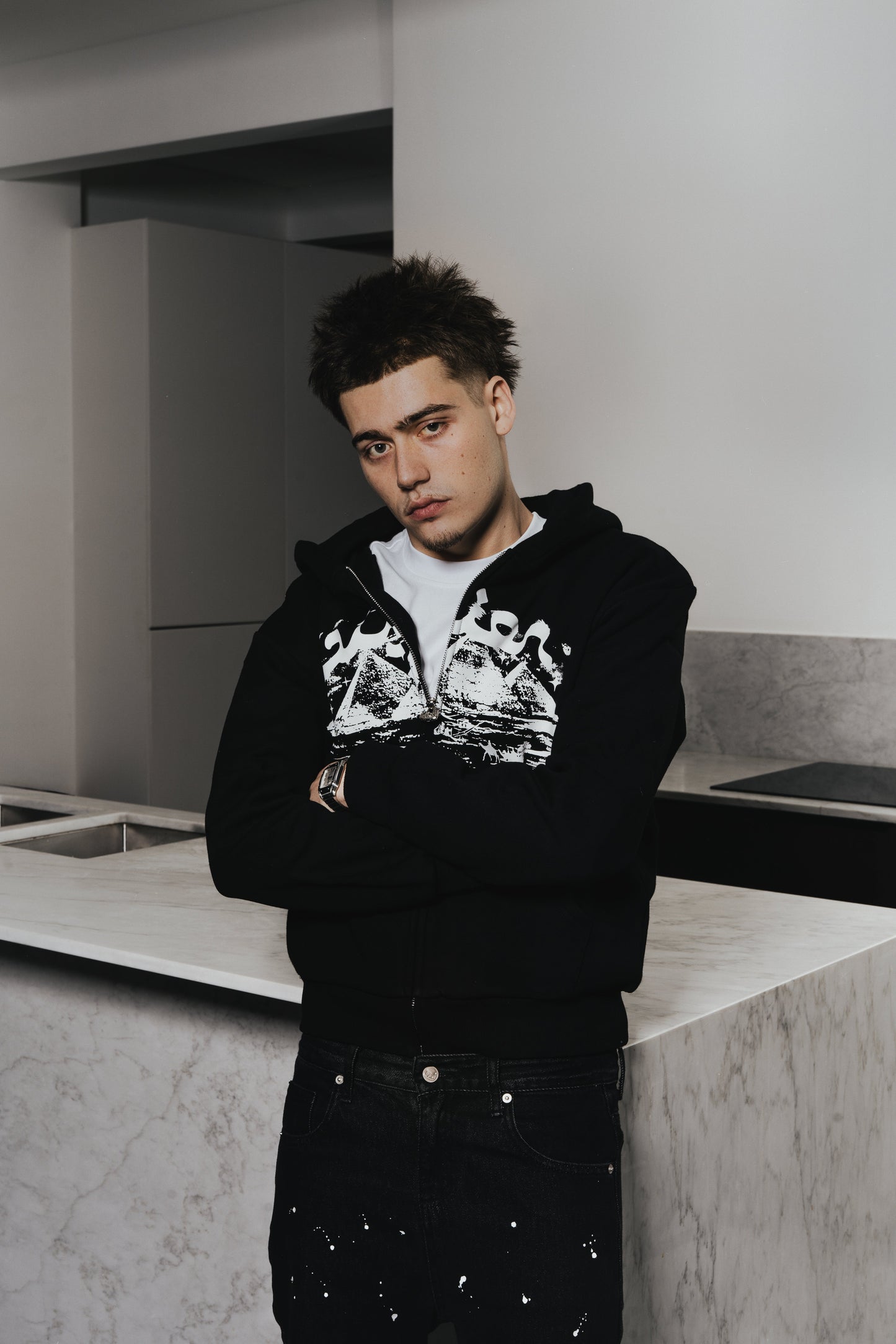 Zip Hoodie Desert - Noir