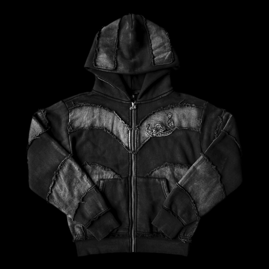 Zip Hoodie Frayed 808 - Noir