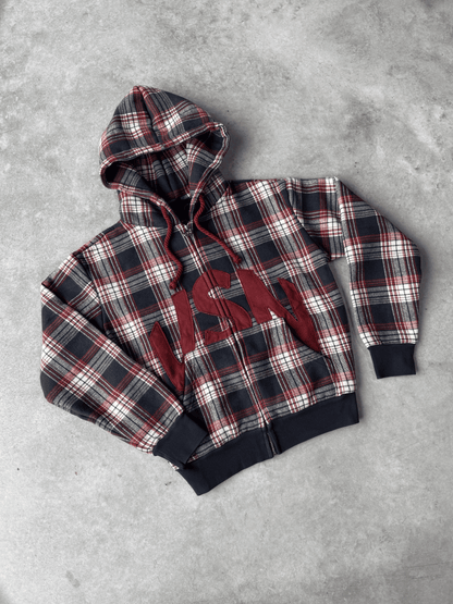 Zip Hoodie VSN Plaid - Red